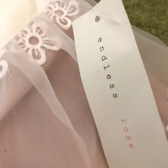 Endless Rose Pink Skirt, Sheer Floral Overlay - Picture 8 of 8